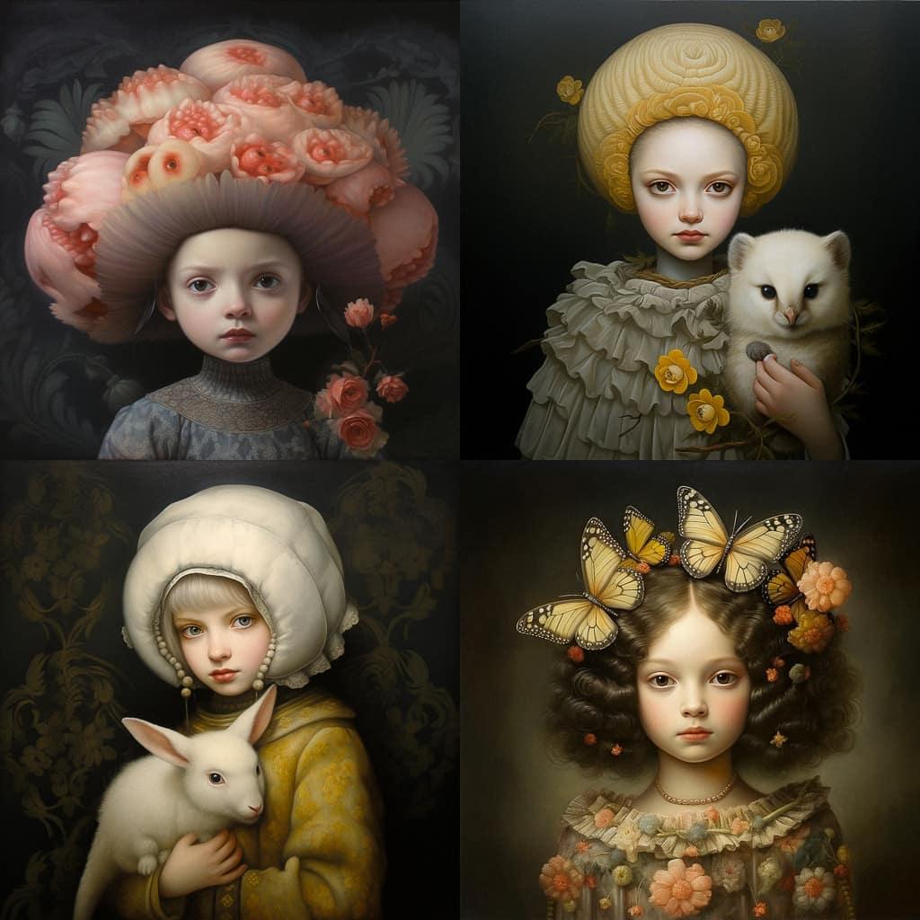 Fatima Ronquillo style, Midjourney V5.2, render 1 of 4