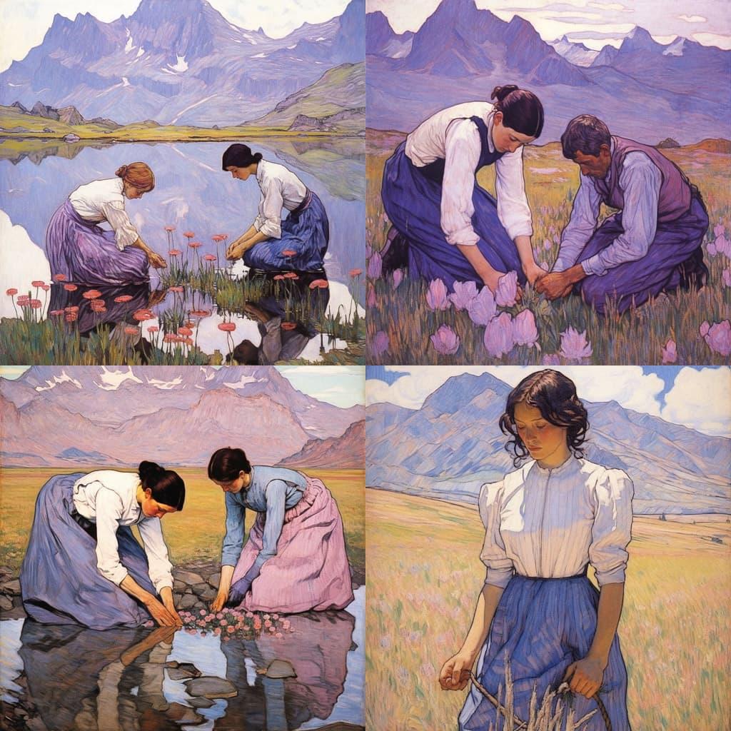 Ferdinand Hodler style, Midjourney V5.2, render 1 of 4