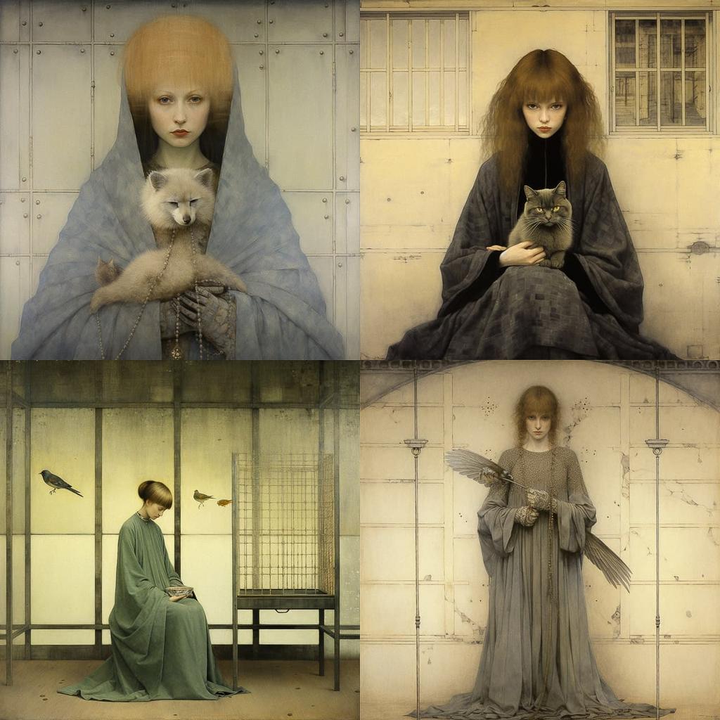 Fernand Khnopff style, Midjourney V5.2, render 1 of 4