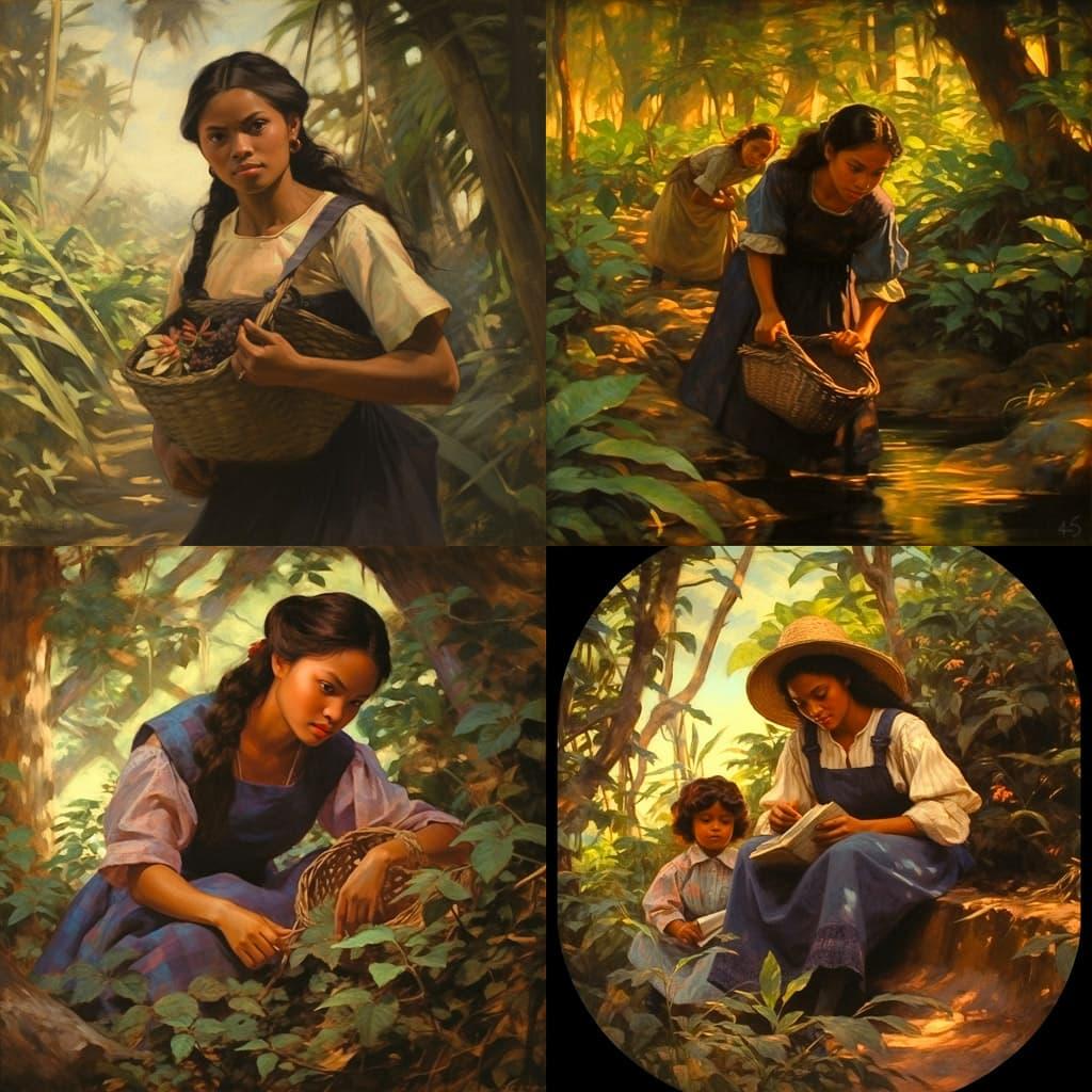 Fernando Amorsolo style, Midjourney V5.2, render 1 of 4