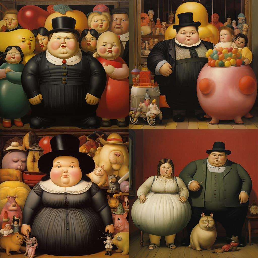 Fernando Botero style, Midjourney V5.2, render 1 of 4