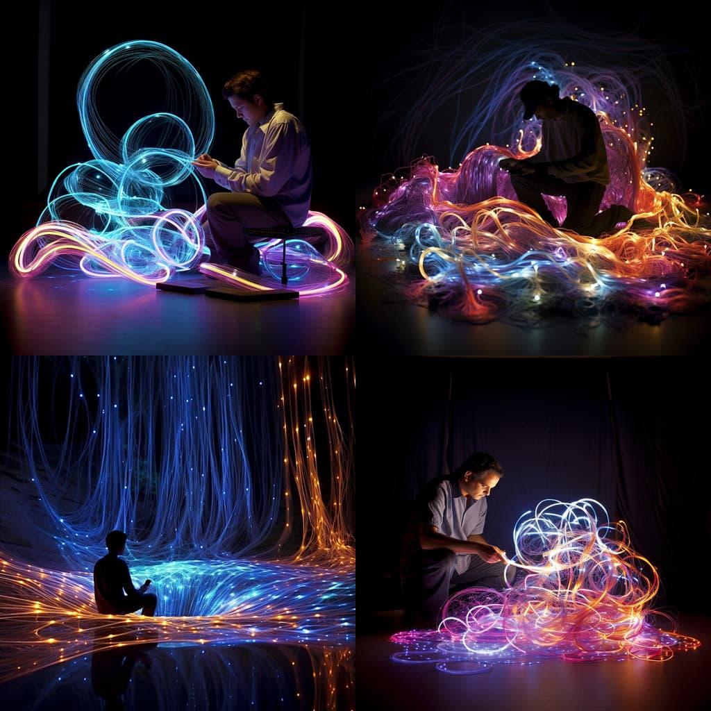 Fiber optic light painting style, Midjourney V5.2, render 1 of 4