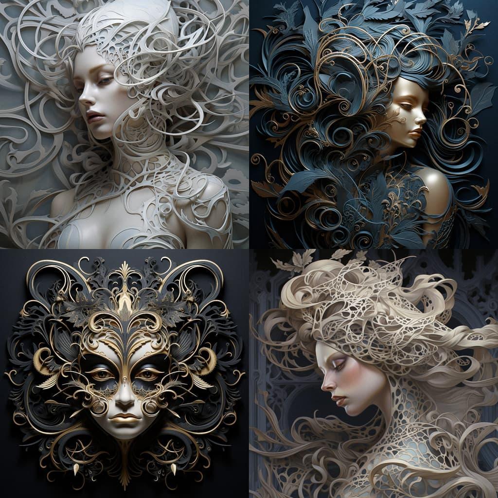 Filigree style, Midjourney V5.2, render 1 of 4