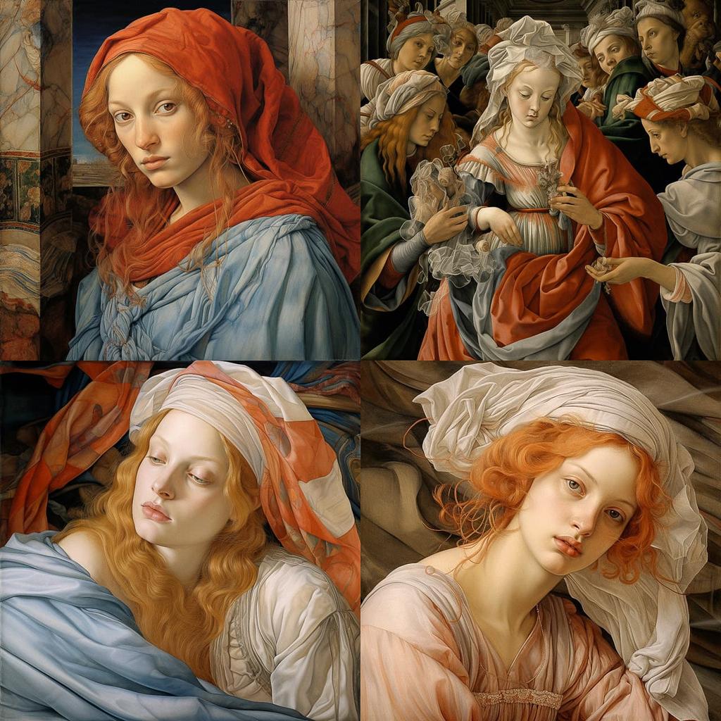 Filippino Lippi style, Midjourney V5.2, render 1 of 4