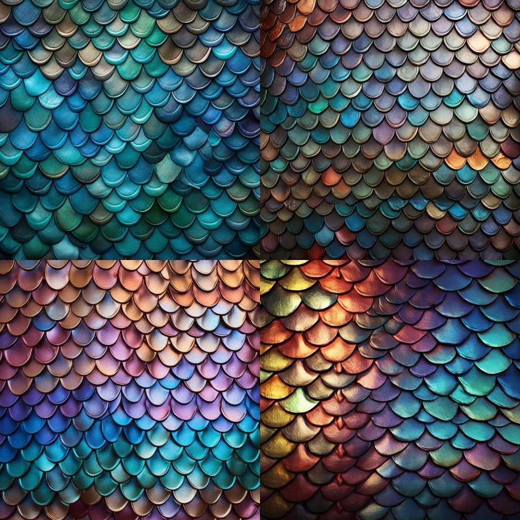 Fish scale texture style, Midjourney V5.2, render 1 of 4
