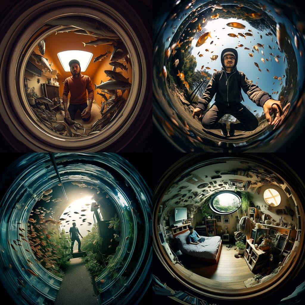 Fisheye lens style, Midjourney V5.2, render 1 of 4