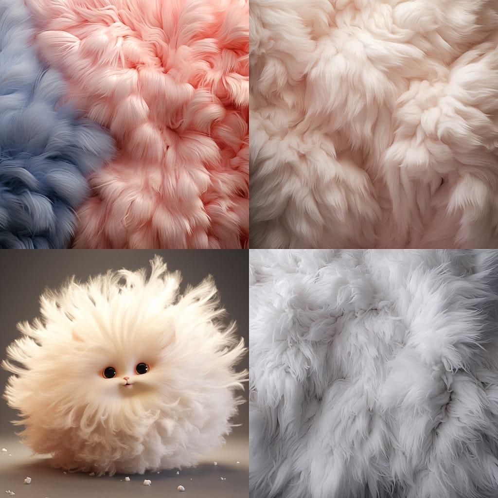 Fluffy texture style, Midjourney V5.2, render 1 of 4