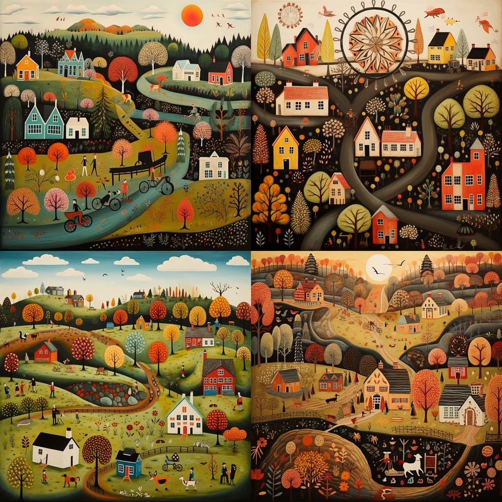 Folk art style, Midjourney V5.2, render 1 of 4