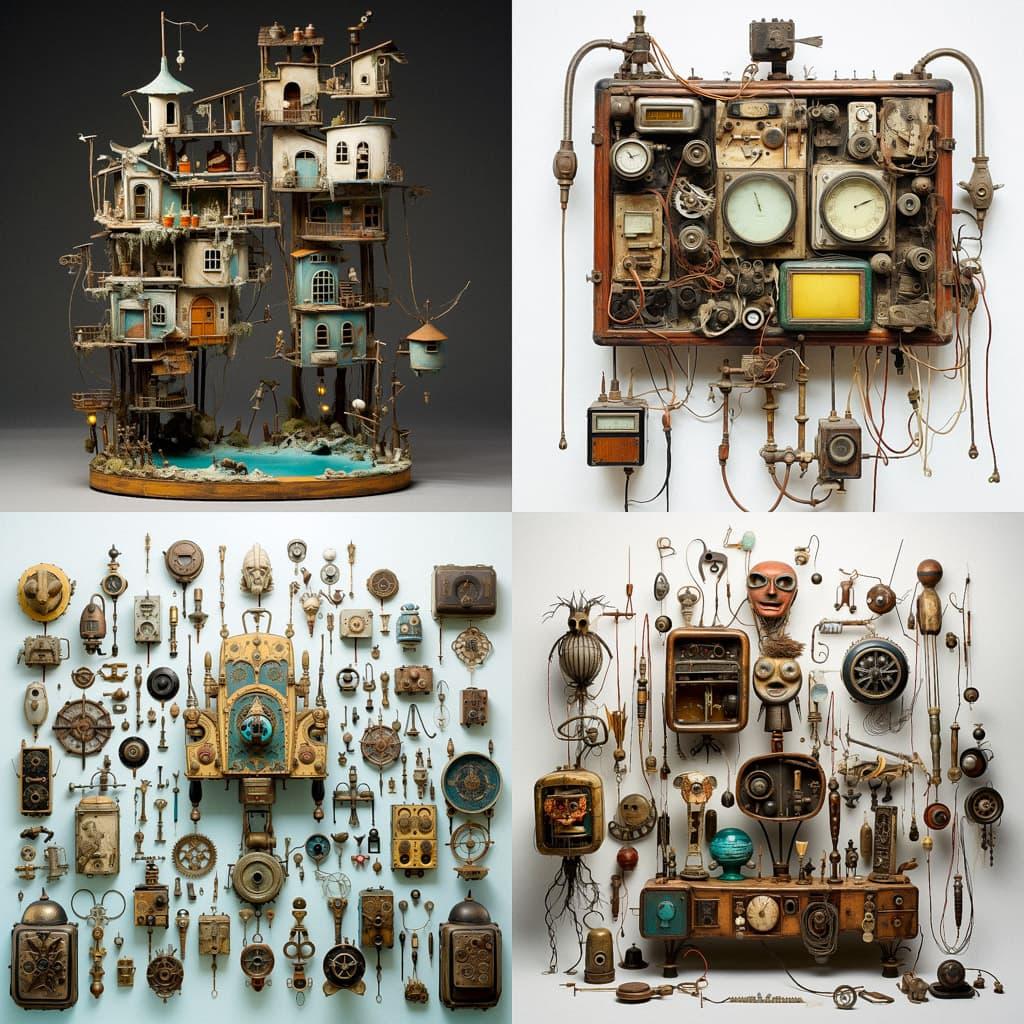 Found object art style, Midjourney V5.2, render 1 of 4