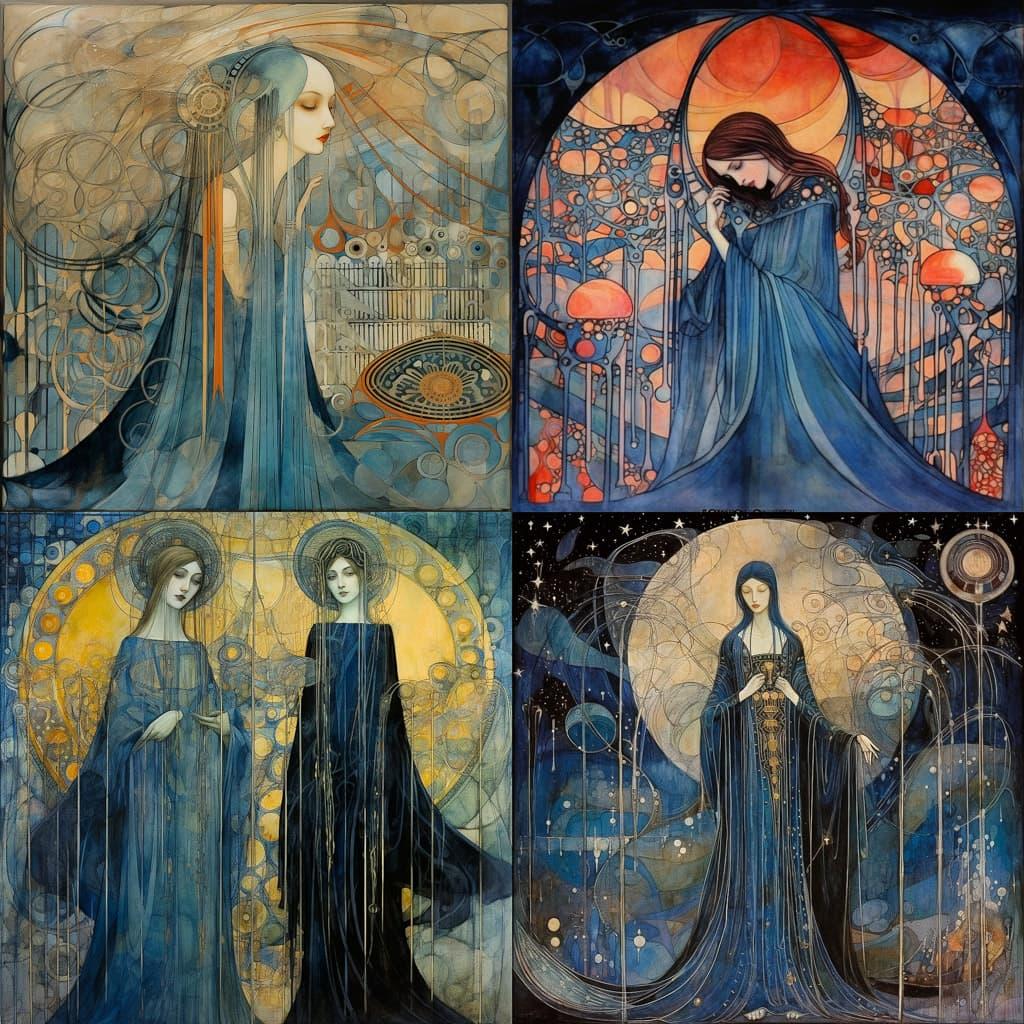 Frances MacDonald style, Midjourney V5.2, render 1 of 4