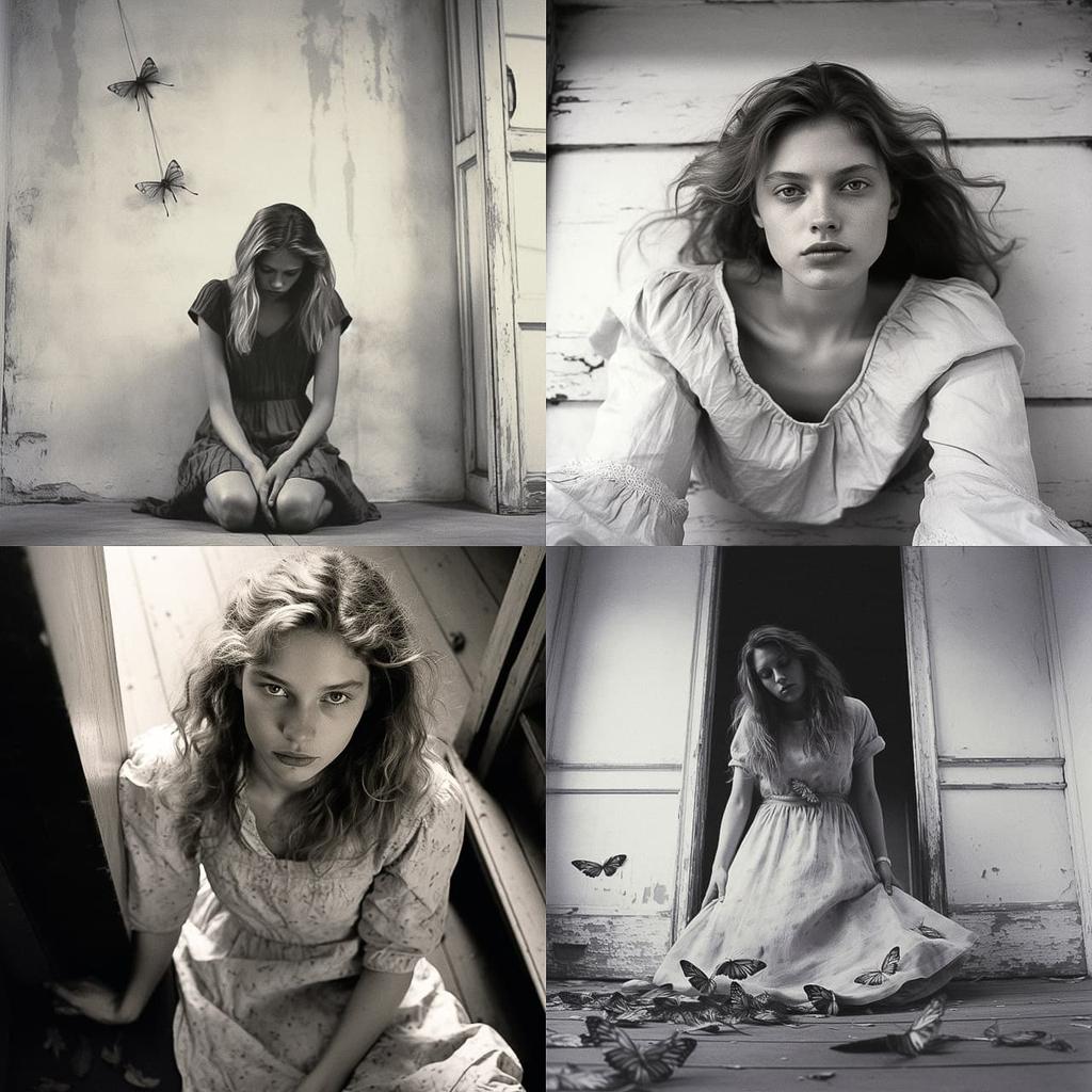 Francesca Woodman style, Midjourney V5.2, render 1 of 4