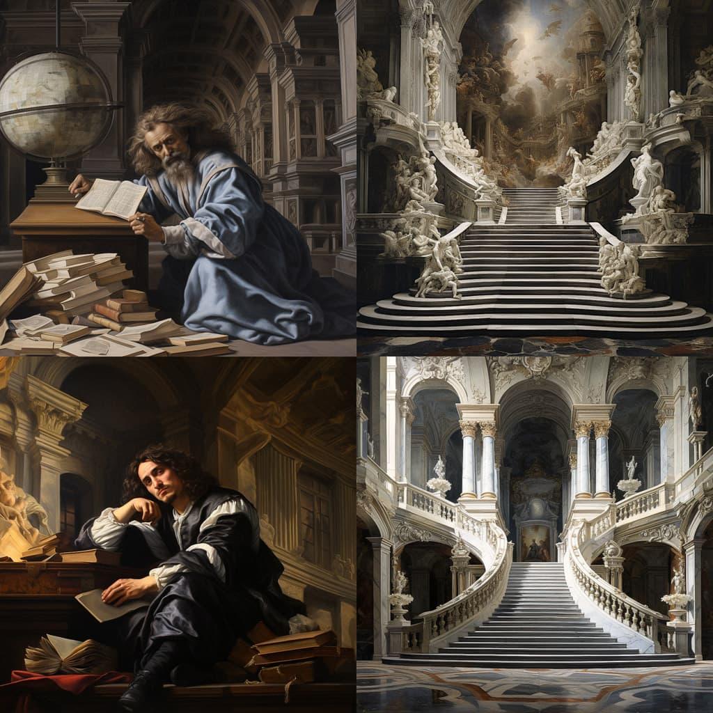 Francesco Borromini style, Midjourney V5.2, render 1 of 4