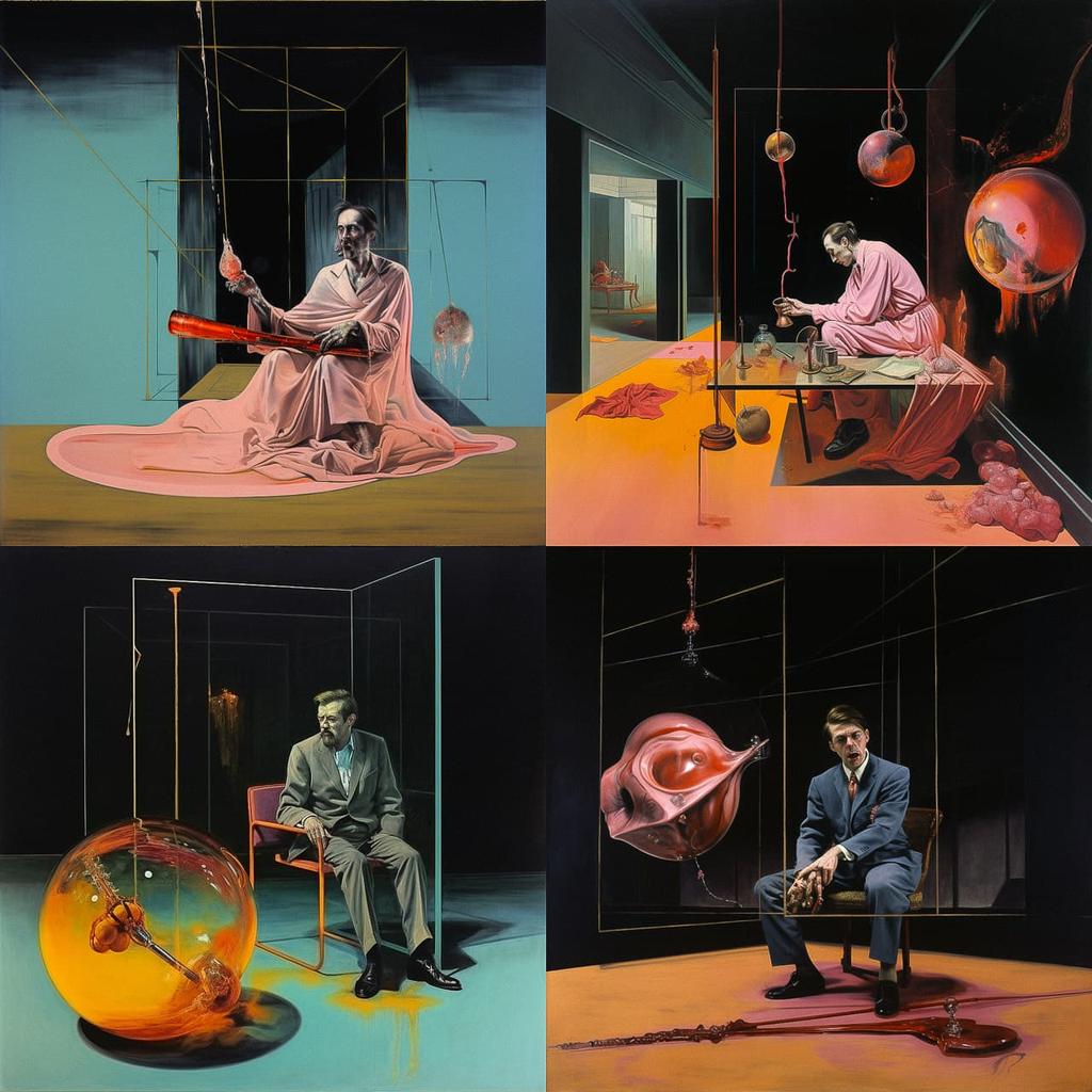 Francis Bacon style, Midjourney V5.2, render 1 of 4