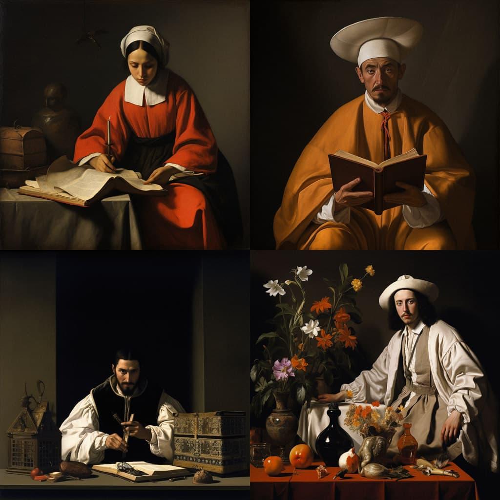 Francisco de Zurbaran style, Midjourney V5.2, render 1 of 4