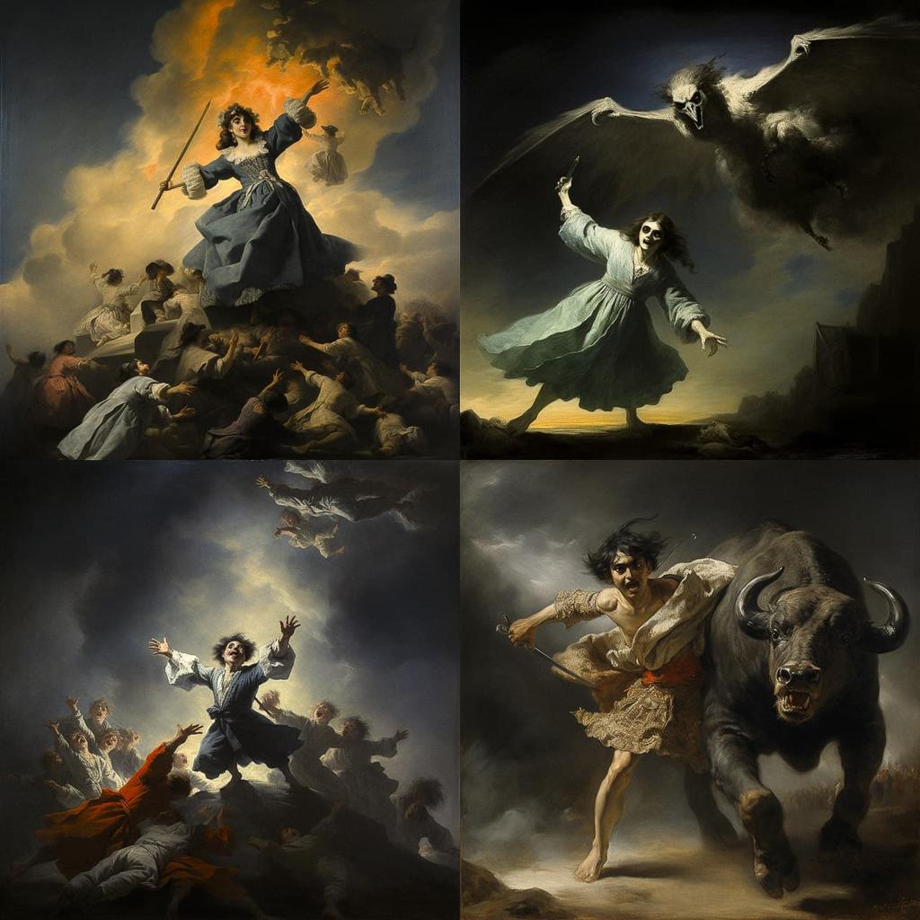 Francisco Goya style, Midjourney V5.2, render 1 of 4