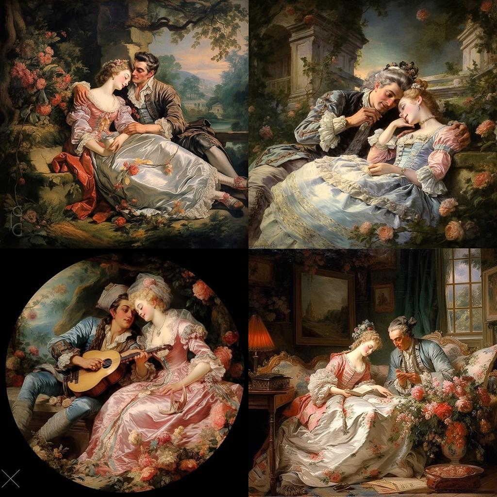 Francois Boucher style, Midjourney V5.2, render 1 of 4