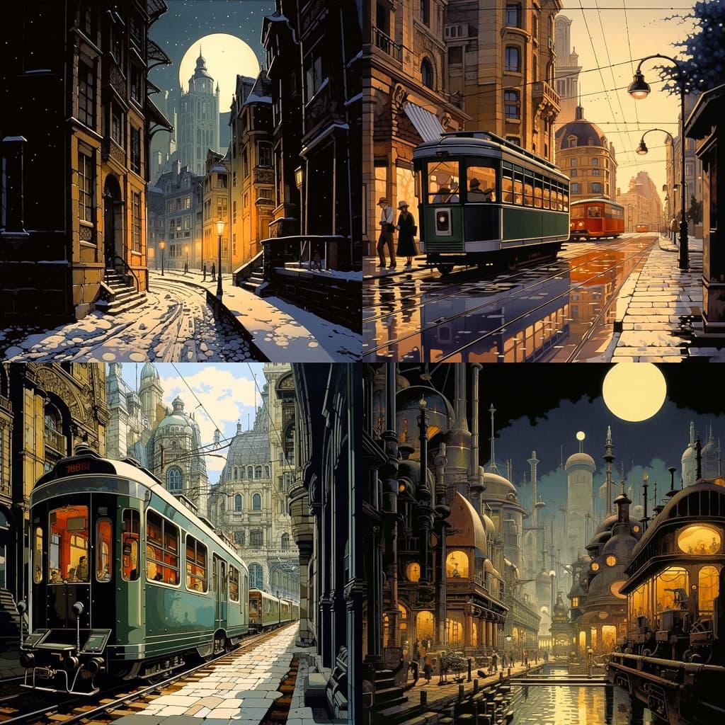 Francois Schuiten style, Midjourney V5.2, render 1 of 4