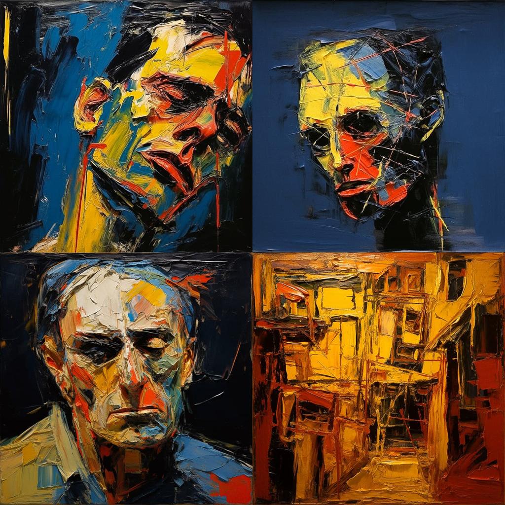 Frank Auerbach style, Midjourney V5.2, render 1 of 4