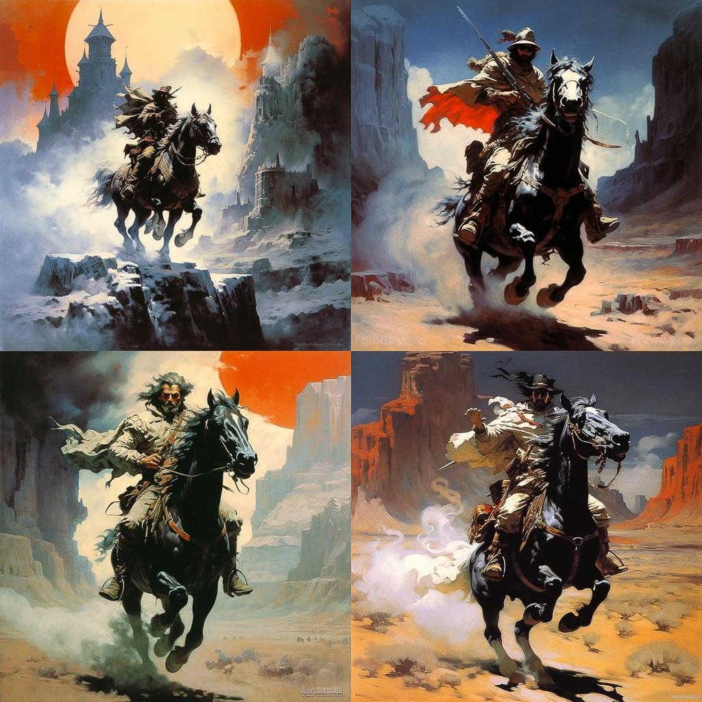 Frank Frazetta style, Midjourney V5.2, render 1 of 4