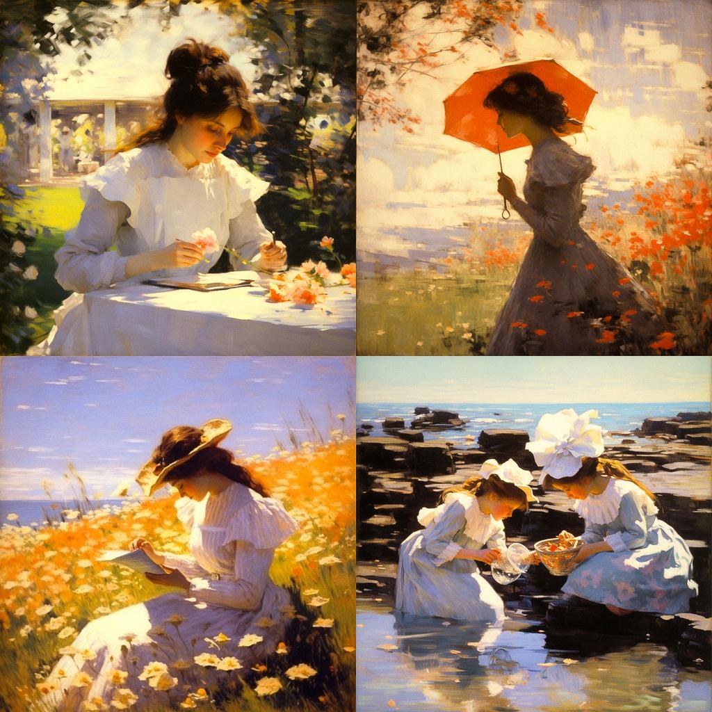 Frank Weston Benson style, Midjourney V5.2, render 1 of 4