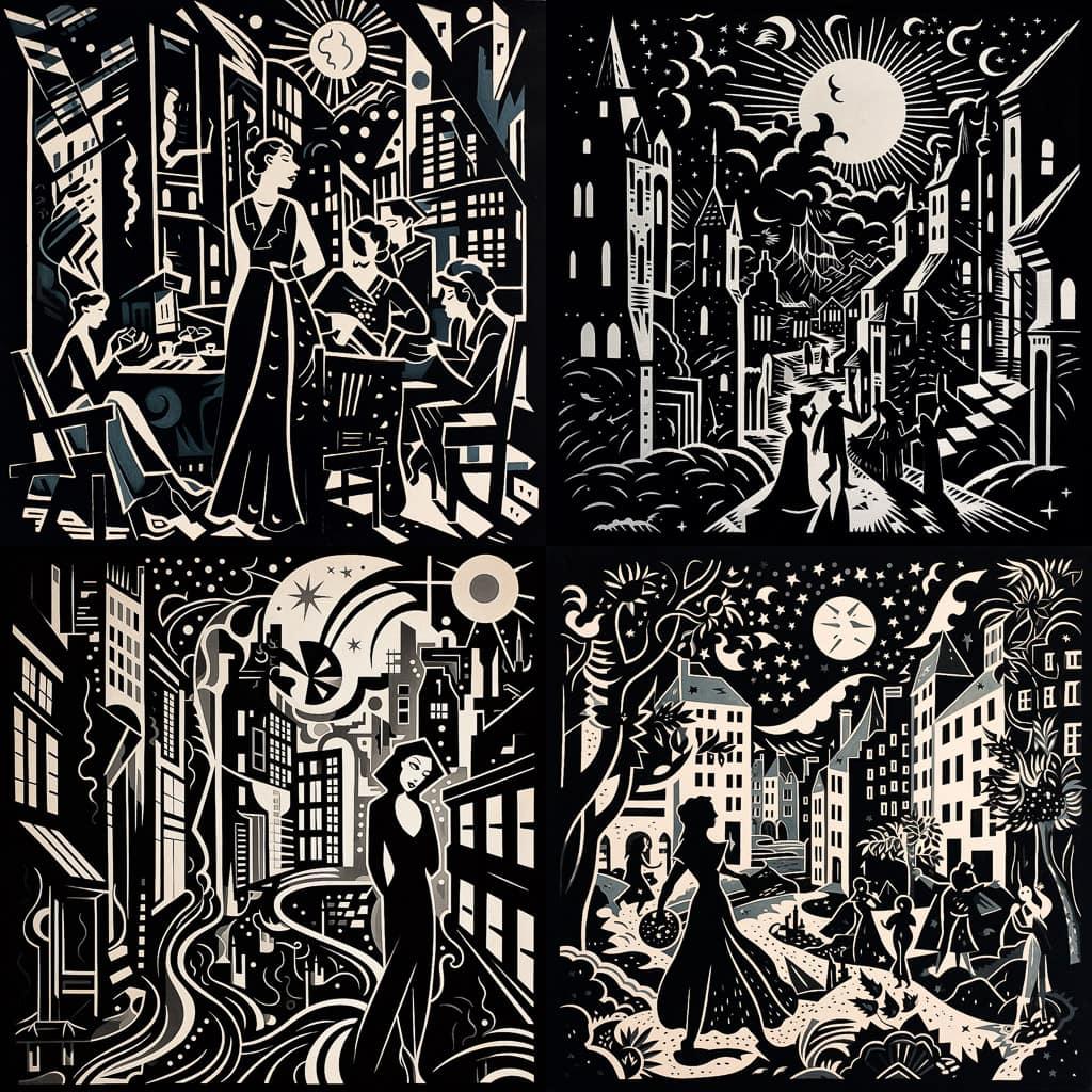 Frans Masereel style, Midjourney V5.2, render 1 of 4