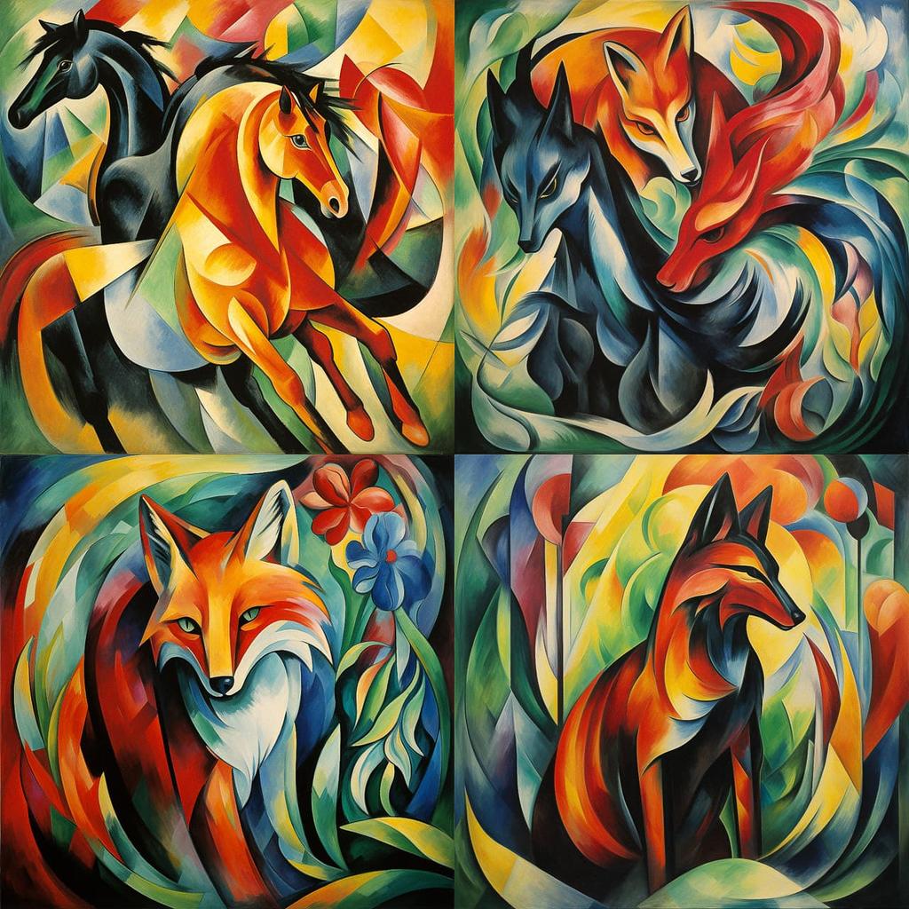 Franz Marc style, Midjourney V5.2, render 1 of 4