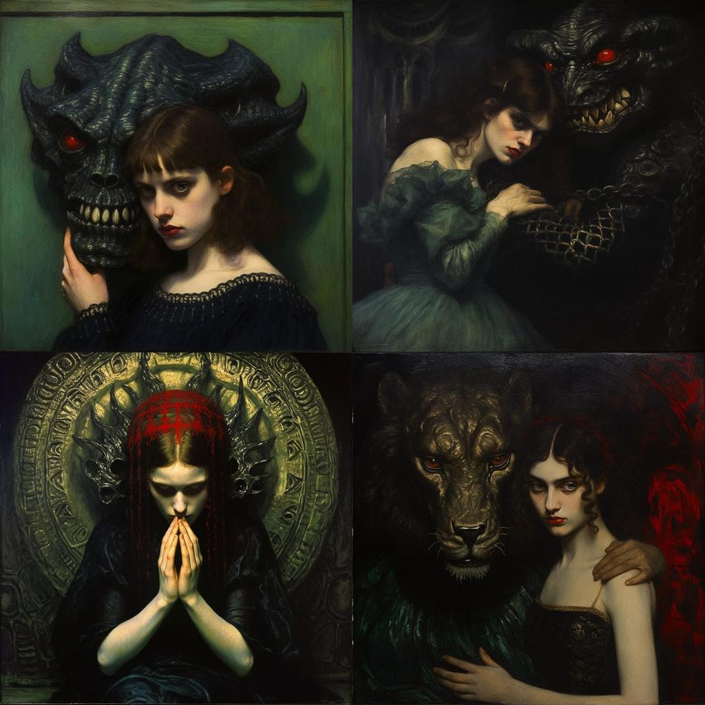 Franz von Stuck style, Midjourney V5.2, render 1 of 4