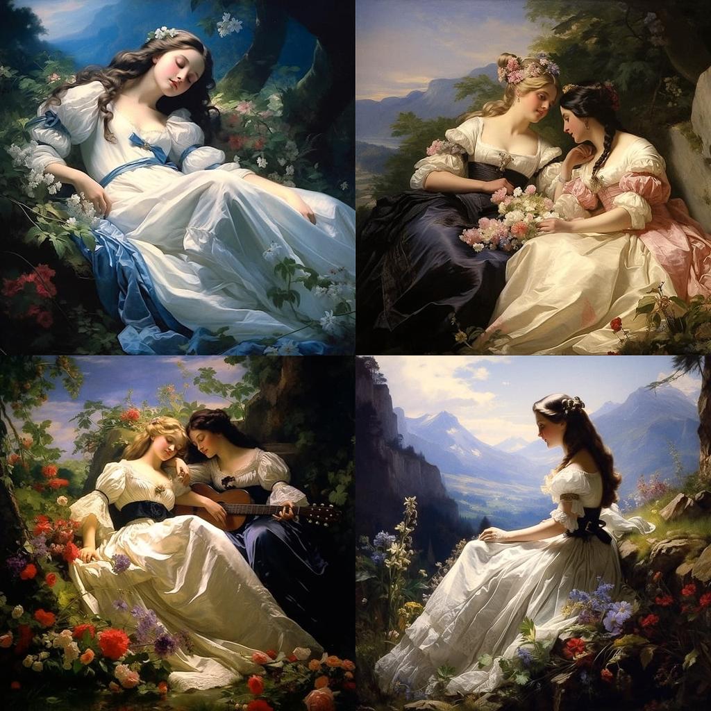 Franz Xaver Winterhalter style, Midjourney V5.2, render 1 of 4