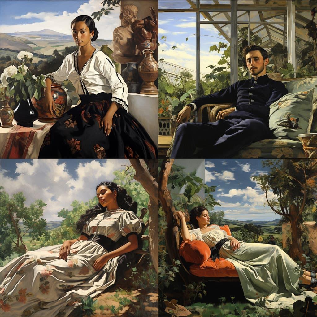 Frederic Bazille style, Midjourney V5.2, render 1 of 4