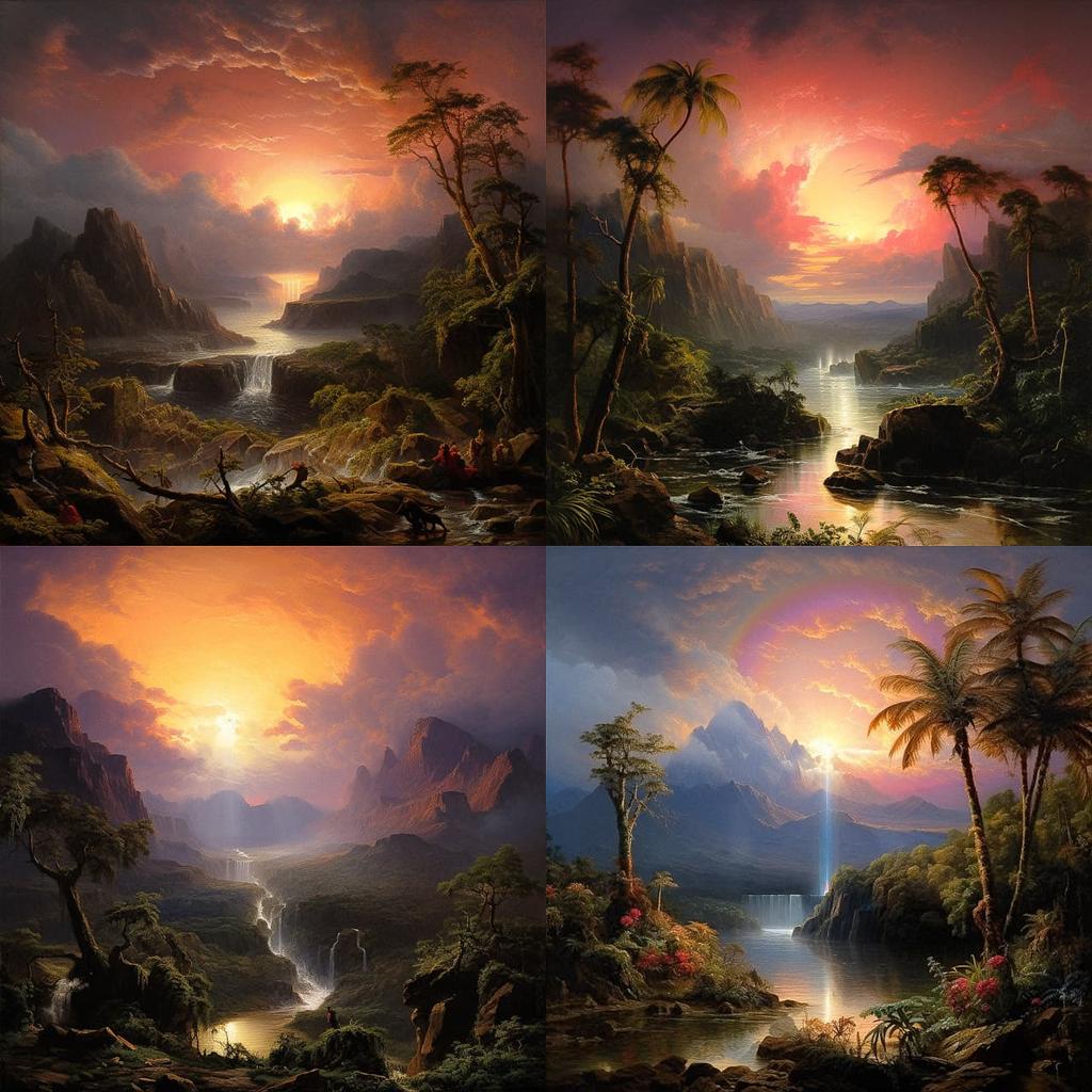 Frederic Edwin Church style, Midjourney V5.2, render 1 of 4