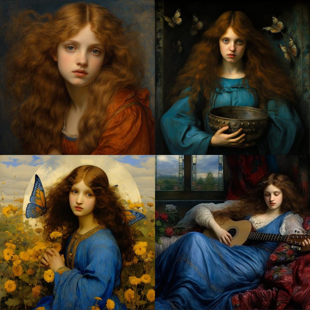 Frederic William Burton style, Midjourney V5.2, render 1 of 4