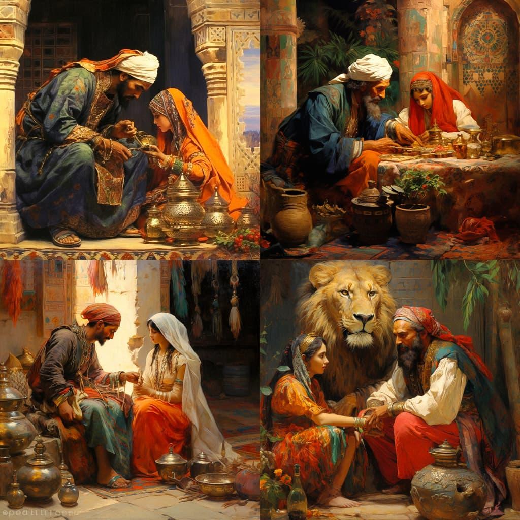 Frederick Arthur Bridgman style, Midjourney V5.2, render 1 of 4