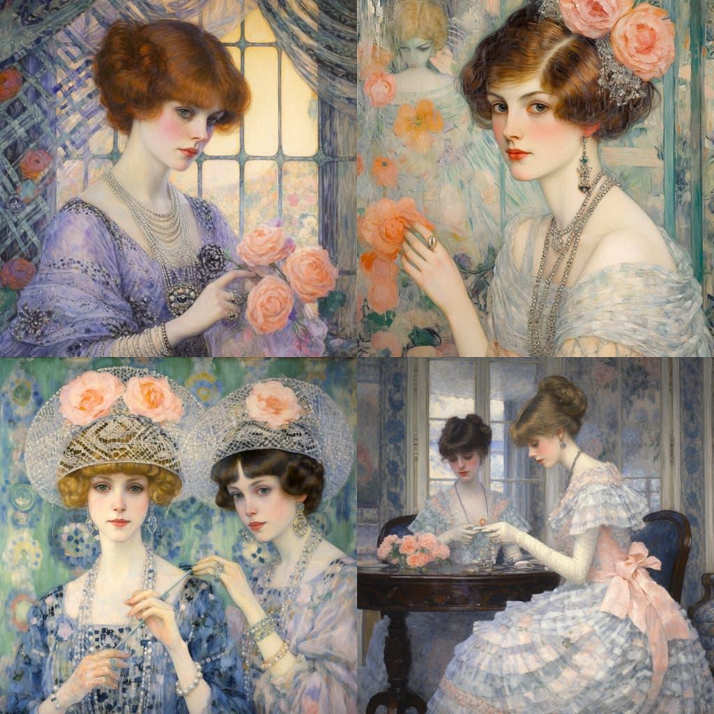 Frederick Carl Frieseke style, Midjourney V5.2, render 1 of 4
