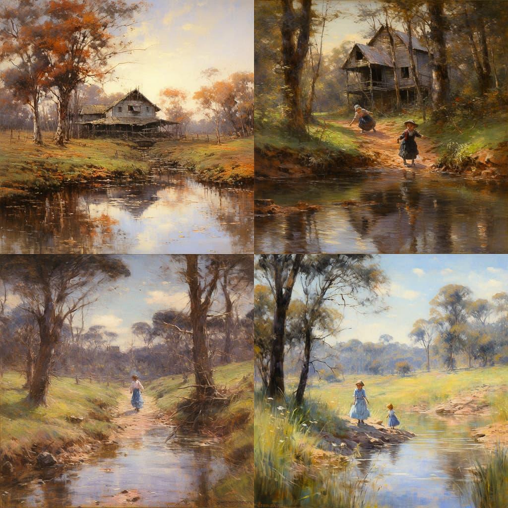 Frederick McCubbin style, Midjourney V5.2, render 1 of 4