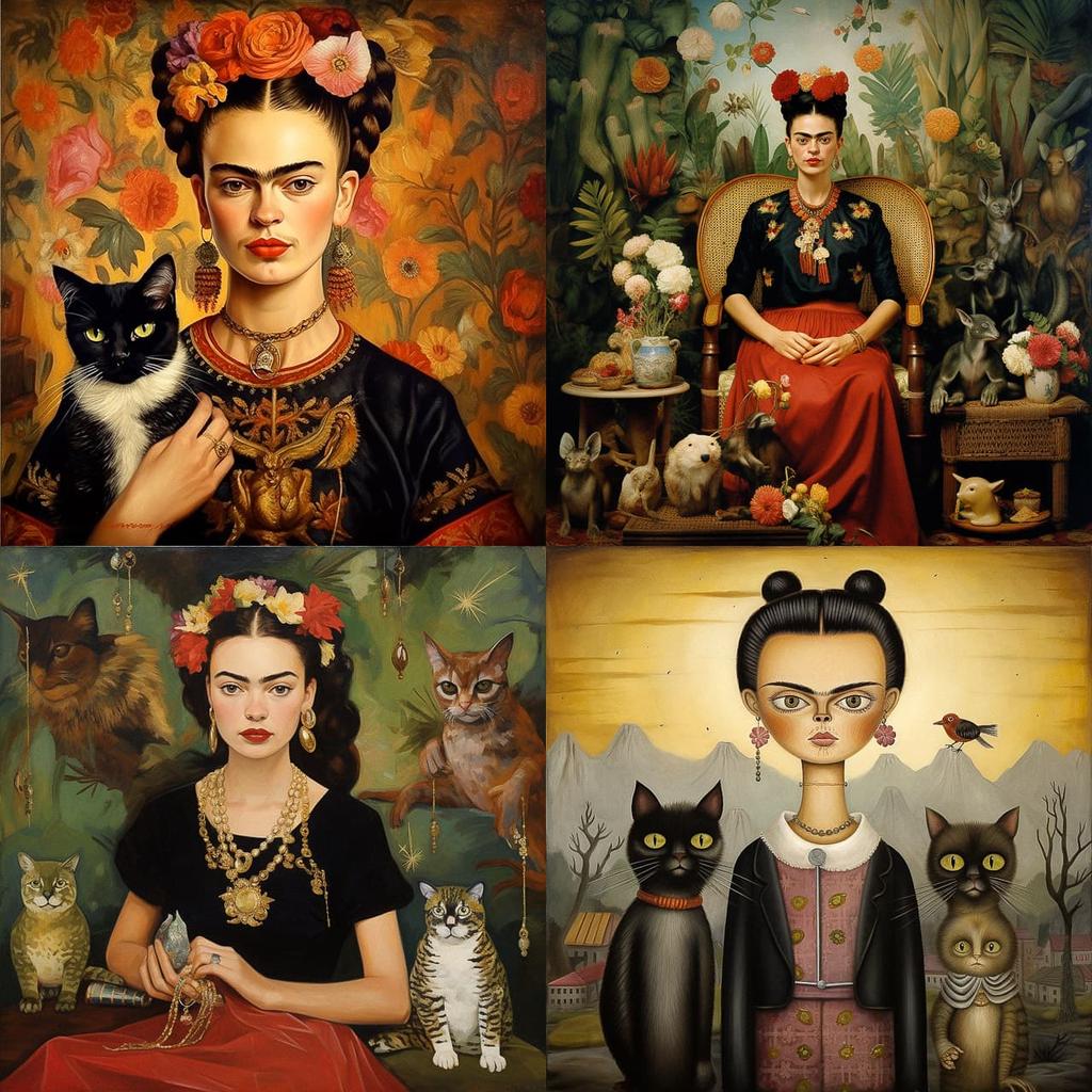 Frida Kahlo style, Midjourney V5.2, render 1 of 4