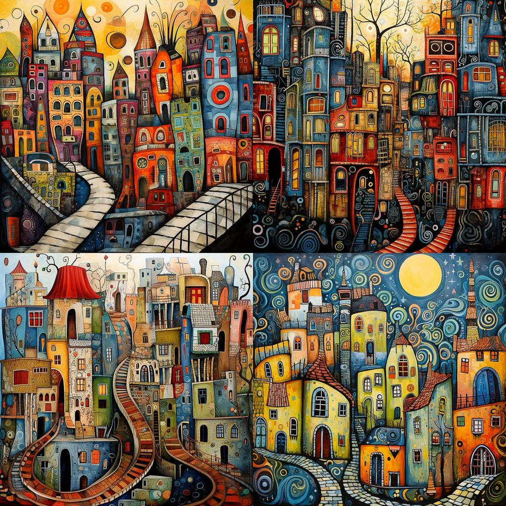 Friedensreich Hundertwasser style, Midjourney V5.2, render 1 of 4