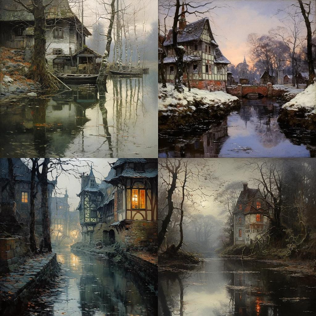 Frits Thaulow style, Midjourney V5.2, render 1 of 4