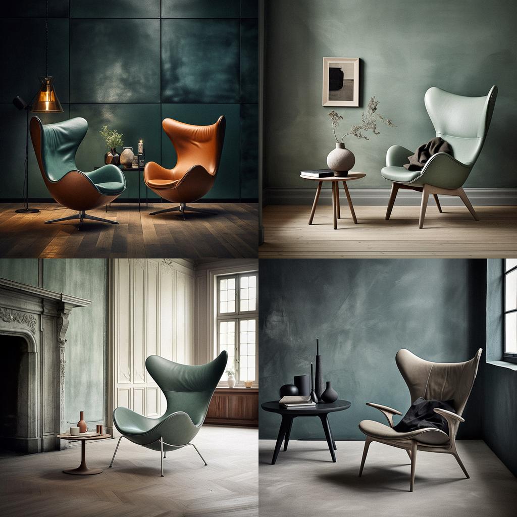 Fritz Hansen style, Midjourney V5.2, render 1 of 4