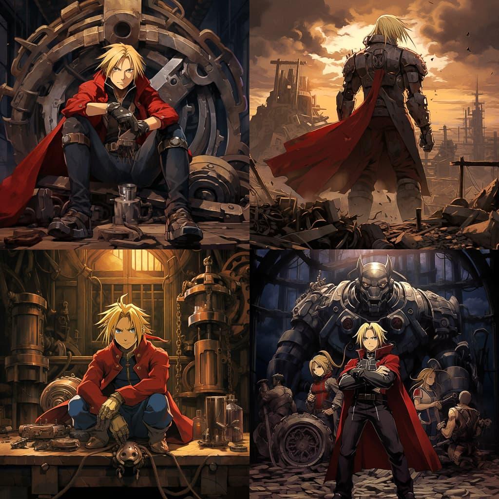 Fullmetal Alchemist style, Midjourney V5.2, render 1 of 4