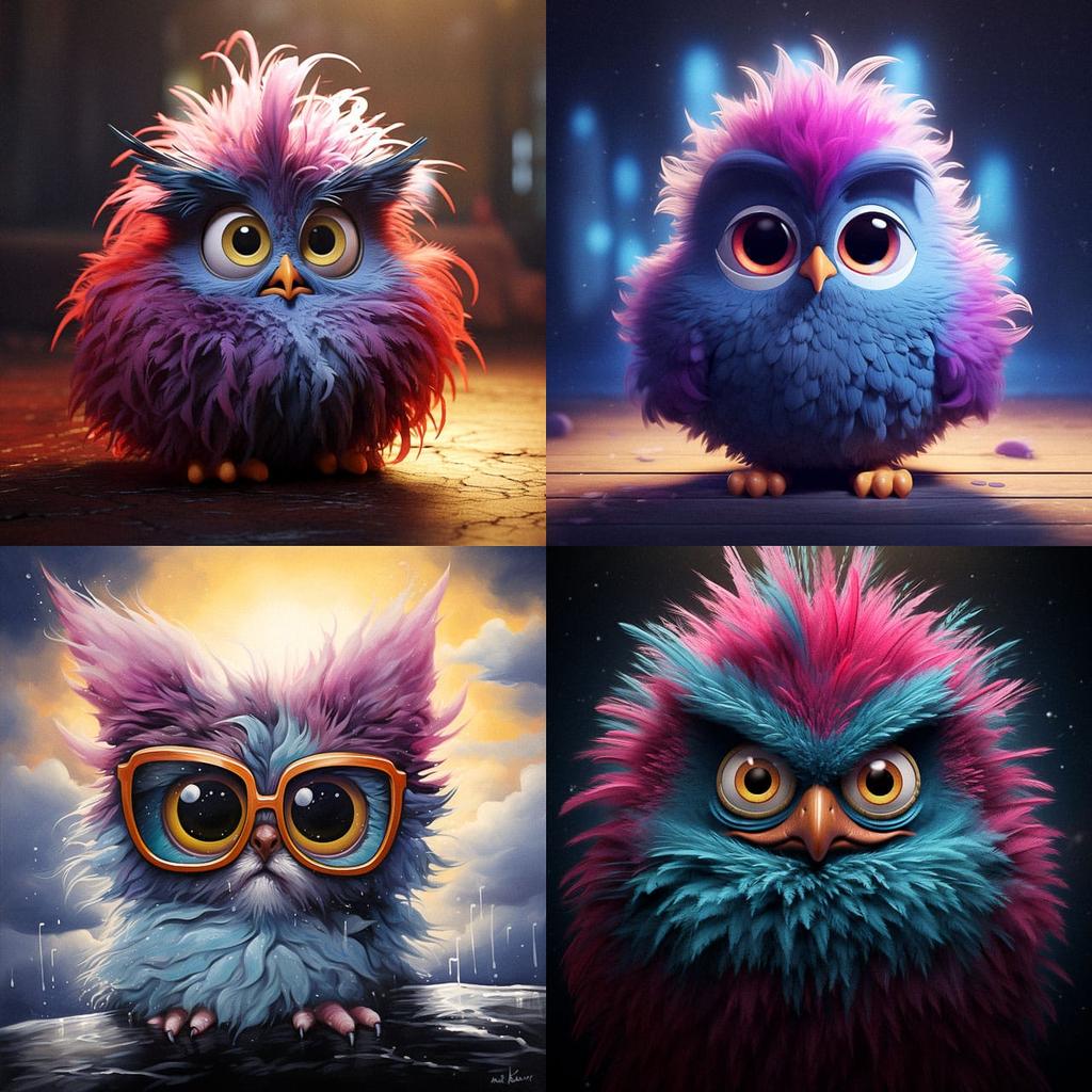 Furby style, Midjourney V5.2, render 1 of 4
