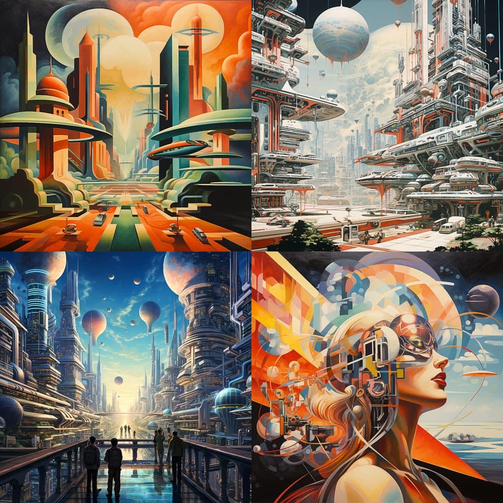 Futurism style, Midjourney V5.2, render 1 of 4