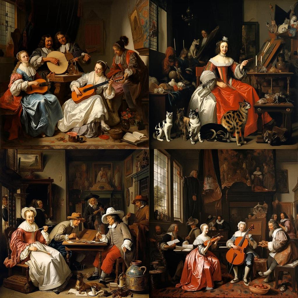 Gabriel Metsu style, Midjourney V5.2, render 1 of 4