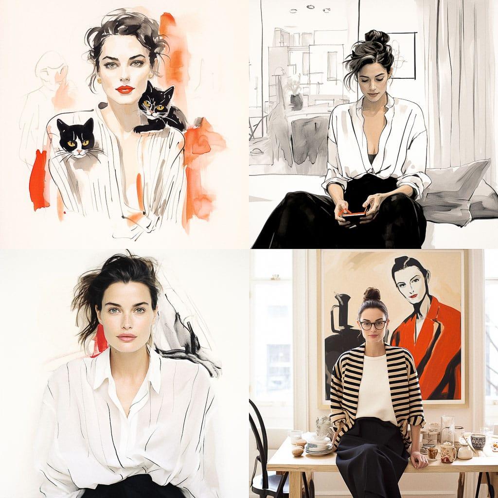 Garance Dore style, Midjourney V5.2, render 1 of 4