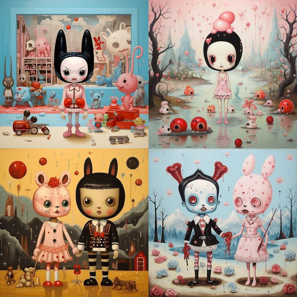Gary Baseman style, Midjourney V5.2, render 1 of 4