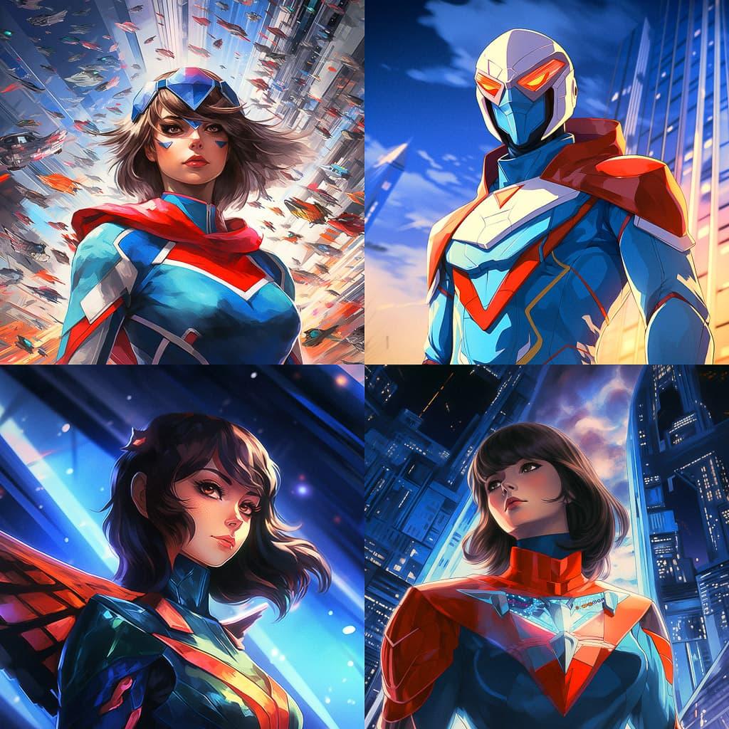 Gatchaman style, Midjourney V5.2, render 1 of 4