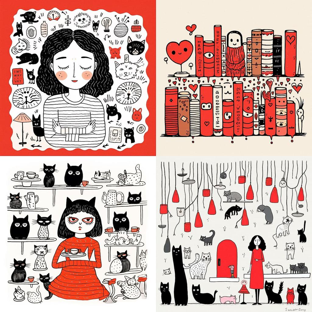 Gemma Correll style, Midjourney V5.2, render 1 of 4