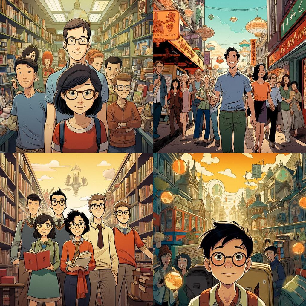 Gene Luen Yang style, Midjourney V5.2, render 1 of 4