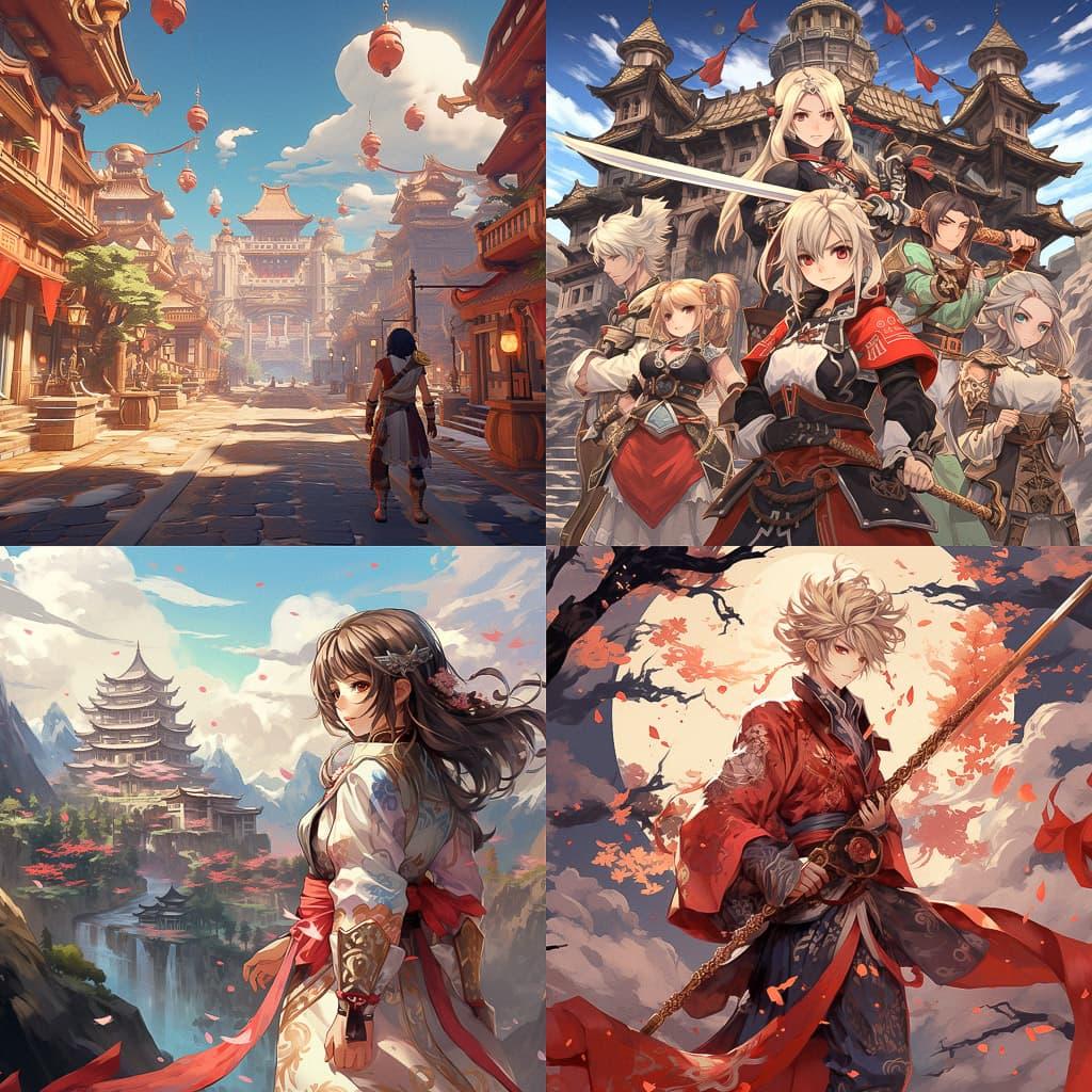 Genshin style, Midjourney V5.2, render 1 of 4