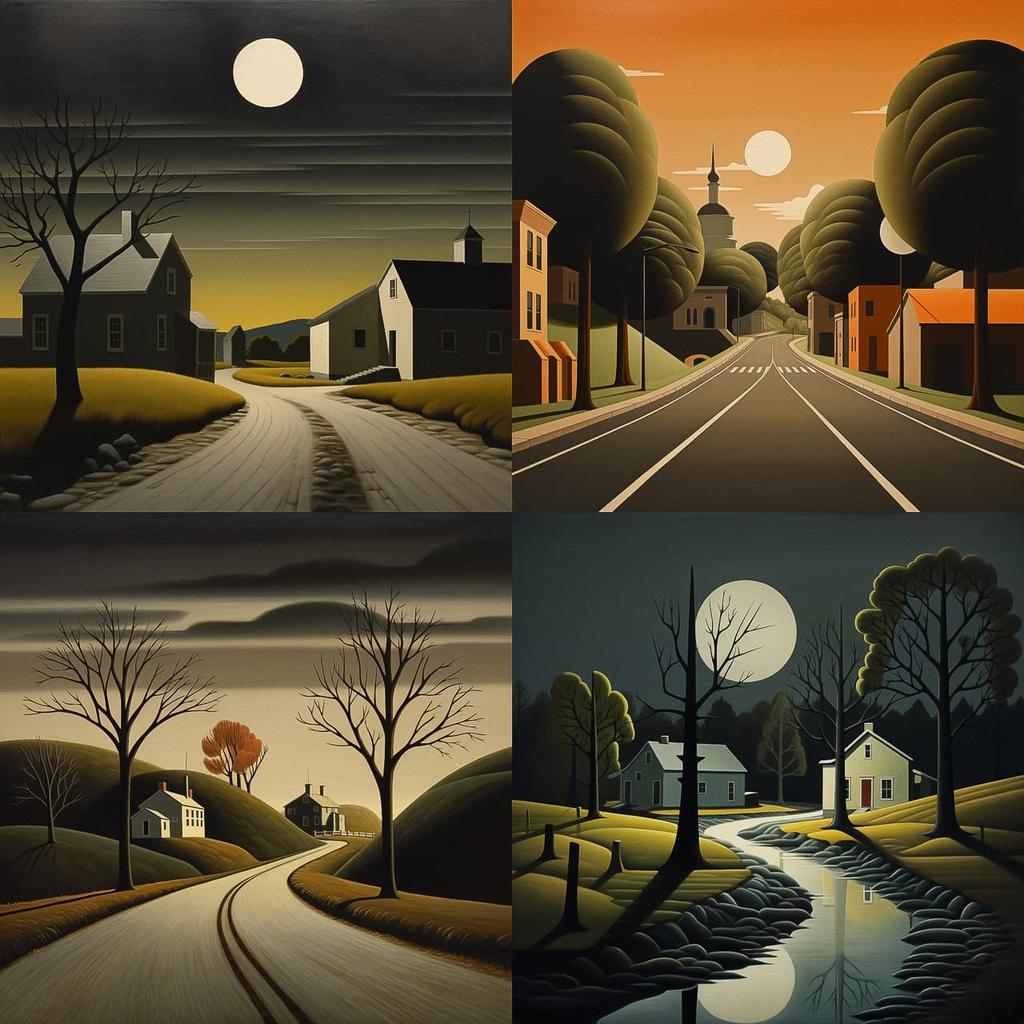 George Ault style, Midjourney V5.2, render 1 of 4