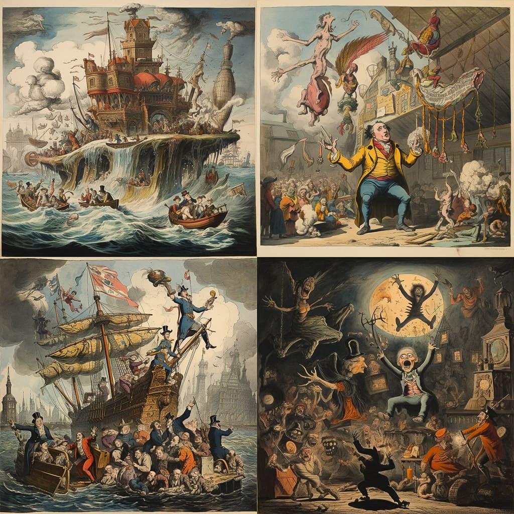 George Cruikshank style, Midjourney V5.2, render 1 of 4